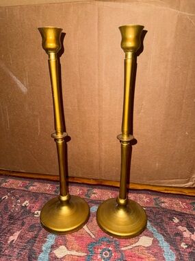Set of Brass Finish Candle Stick Holders